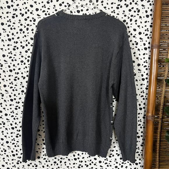 Oscar de la Renta | Men’s Grey Plaid White Grid Cotton Designer Sweater L EUC - Picture 5 of 8